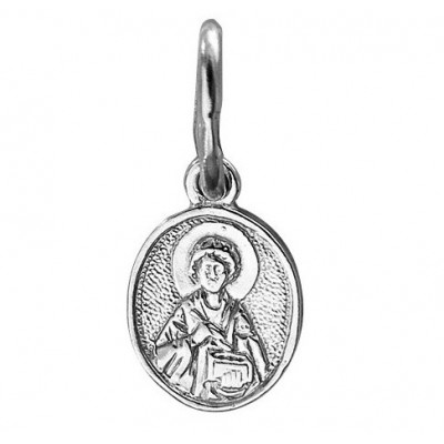 Святой Великомученик Пантелеймон. Образок из серебра 925 пробы фото