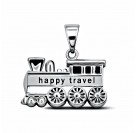 Серебряная подвеска в виде паровоза Happy travel c ювелирной эмалью из серебра 925 пробы
