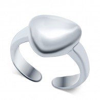 Серебряное незамкнутое кольцо в виде сердечка из серебра 925 пробы фото