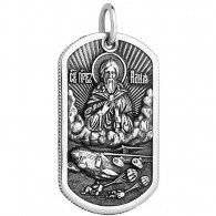 Православный жетон ВДВ с ликом Св. Илии Пророка с молитвой из серебра 925 пробы с чернением фото