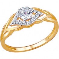 Шедевральное кольцо с фианитами из красного золота 585 пробы фото