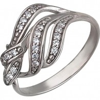 Великолепное кольцо с дорожками фианитов из серебра 925 пробы фото