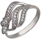 Великолепное кольцо с дорожками фианитов из серебра 925 пробы