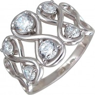 Головокружительное кольцо с фианитами из серебра 925 пробы фото