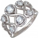 Головокружительное кольцо с фианитами из серебра 925 пробы