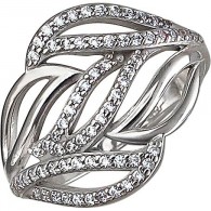 Характерное кольцо с дорожками фианитов из серебра 925 пробы фото