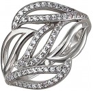 Характерное кольцо с дорожками фианитов из серебра 925 пробы