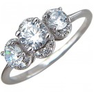 Ослепительное кольцо с фианитами из серебра 925 пробы цвет металла белый 2.29 гр.