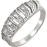 Пронзительное кольцо с дорожками фианитов из серебра 925 пробы фото
