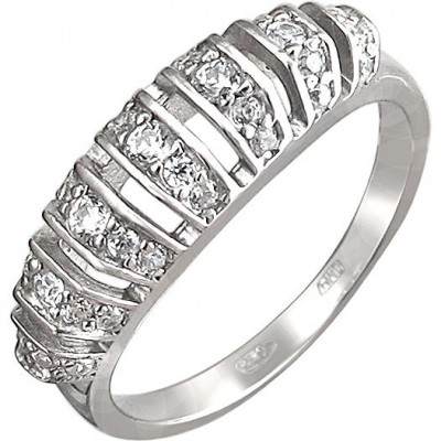 Пронзительное кольцо с дорожками фианитов из серебра 925 пробы фото