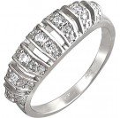 Пронзительное кольцо с дорожками фианитов из серебра 925 пробы