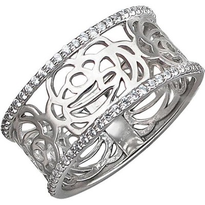 Неподражаемое кольцо с дорожками фианитов из серебра 925 пробы фото