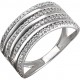 Беспримерное многорядое кольцо с дорожками фианитов из серебра 925 пробы