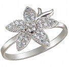 Сногсшибательное кольцо "Цветок" с россыпью фианитов из серебра 925 пробы