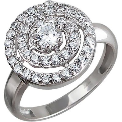 Роскошное кольцо с фианитами из серебра 925 пробы фото