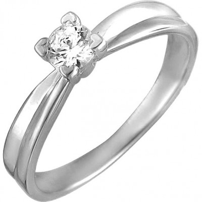 Симпатичное кольцо с фианитом из серебра 925 пробы фото