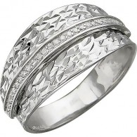 Художественное кольцо с дорожкой фианитов из серебра 925 пробы фото
