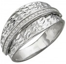 Художественное кольцо с дорожкой фианитов из серебра 925 пробы