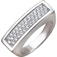 Интересное кольцо с дорожками фианитов из серебра 925 пробы фото
