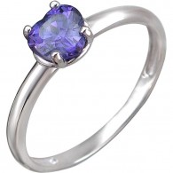 Элегантное кольцо с фианитом синего цвета из серебра 925 пробы фото