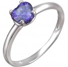 Элегантное кольцо с фианитом синего цвета из серебра 925 пробы