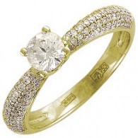 Ослепительное кольцо из коллекции "ELEGANCE" с бриллиантами из желтого золота 750 пробы фото