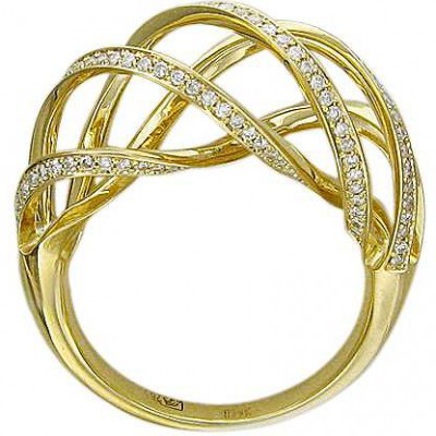Притягательное кольцо из коллекции "AJOUR" с бриллиантами из желтого золота 750 пробы фото
