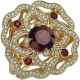 Поразительное кольцо-цветок из коллекции "Garden" с гранатами и бриллиантами из желтого золота 750 пробы