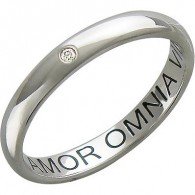 Исключительное обручальное кольцо с бриллиантом "Amor Omnia Vincit - Любовь побеждает всё" из платины 950 пробы, ширина 3,1 мм фото