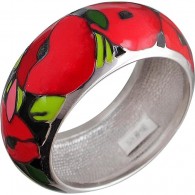 Выразительное кольцо "Маки" с цветной ювелирной эмалью из серебра 925 пробы фото