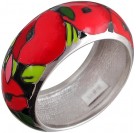Выразительное кольцо "Маки" с цветной ювелирной эмалью из серебра 925 пробы