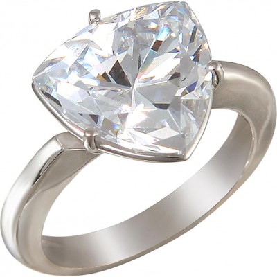 Подкупающее кольцо с треугольным фианитом из серебра 925 пробы фото