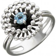 Очаровательное кольцо из коллекции "Колибри silver" с круглым топазом из серебра 925 пробы фото
