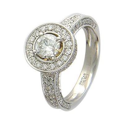 Отпадное кольцо из коллекции "ELEGANCE" с бриллиантами из белого золота 750 пробы фото