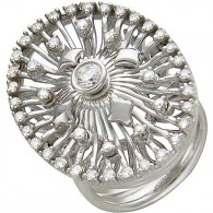 Коктейльное кольцо из коллекции "BELLAGIO" с бриллиантами из белого золота 750 пробы фото