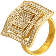 Кольцо с бриллиантом из комбинированного золота 750 пробы цвет металла комби фото