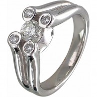 Любопытное кольцо с бриллиантами из белого золота 750 пробы фото