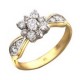 Желанное кольцо "Цветок"из коллекции "Лезгинка" с фианитами из комбинированного золота 585 пробы