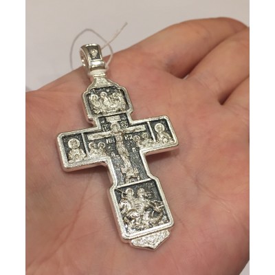 Крест нательный "Распятие Христово" из серебра 925 пробы с чернением фото