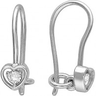 Милинькие серьги в форме сердечек с фианитом из серебра 925 пробы фото