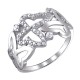 Элегантное кольцо "Бабочки" с россыпью фианитов из серебра 925 пробы