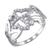 Элегантное кольцо "Бабочки" с россыпью фианитов из серебра 925 пробы фото