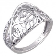 Чудное кольцо с дорожками фианитов из серебра 925 пробы фото