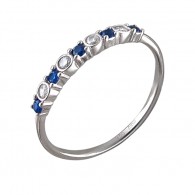 Грациозное кольцо с дорожкой фианитов и шпинелью из серебра 925 пробы фото