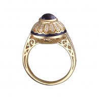 Сверхъестественное кольцо из коллекции "GARDEN" с аметистом, бриллиантом и эмалью из желтого золота 750 пробы фото