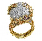 Невероятное кольцо из коллекции "Lakshmi" с бриллиантами и ювелирной эмалью из комбинированного золота 750 пробы