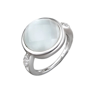 Поразительное кольцо с цирконами и кошачьим глазом из серебра 925 пробы фото