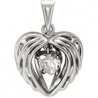 Удивительная подвеска "Сердце" с фианитом  в форме сердца из серебра 925 пробы фото