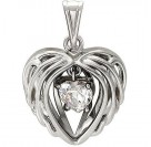 Удивительная подвеска "Сердце" с фианитом  в форме сердца из серебра 925 пробы