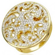 Блещущее кольцо из коллекции "AJOUR" с бриллиантами из желтого золота 750 пробы фото